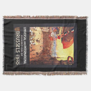 Lebaudy Airship with World Flags at Expo Throw Blanket