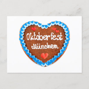 Lebkuchenherz Oktoberfest München mit Herzen Postcard