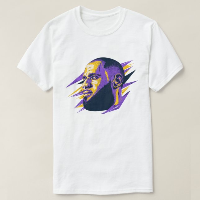LeBron James Stylized Portrait Illustration T-Shirt (Design Front)