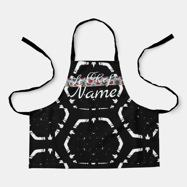 LeChef NAME B&W Outer Space Kids Apron (Front)