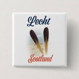 Lecht Scotland Ski poster travel art 15 Cm Square Badge