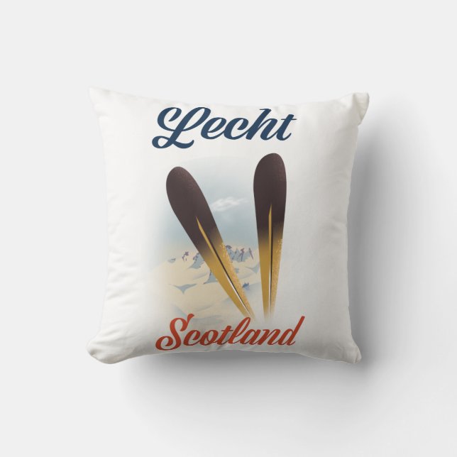 Lecht Scotland Ski poster travel art Cushion (Front)