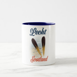 Lecht Scotland Ski poster travel art Two-Tone Coffee Mug