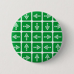 LED Arrow Square Green 6 Cm Round Badge