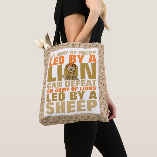 Led By A Lion Tote Bag (Close Up)