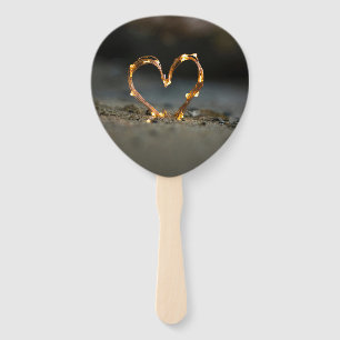LED Heart Wedding Hand Fan   Set of 10