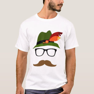 Lederhosen German Face Gles Halloween Costume T-Shirt