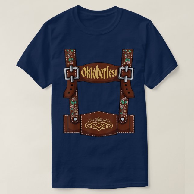 Lederhosen Suspenders Oktoberfest Bavarian Munich  T-Shirt (Design Front)