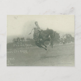 Lee Caldwell riding Flying Devil. Postcard