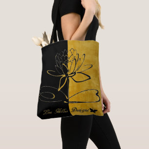 Lee Hiller Designs Accents Black Brushed Gold Tote Bag