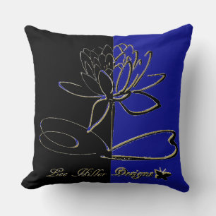 Lee Hiller Designs Accents Black Gold Blue Cushion