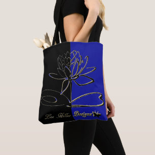 Lee Hiller Designs Accents Black Gold Blue Tote Bag