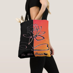 Lee Hiller Designs Accents Black Sunrise Coral Tote Bag