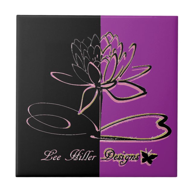 Lee Hiller Designs Accents Black Violet Gold Tile (Front)