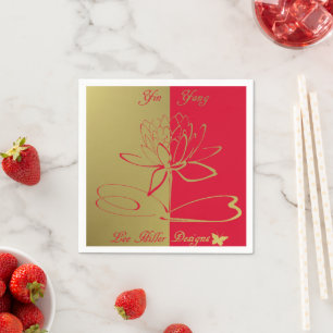 Lee Hiller Designs Logo Accents Gold Red Napkin