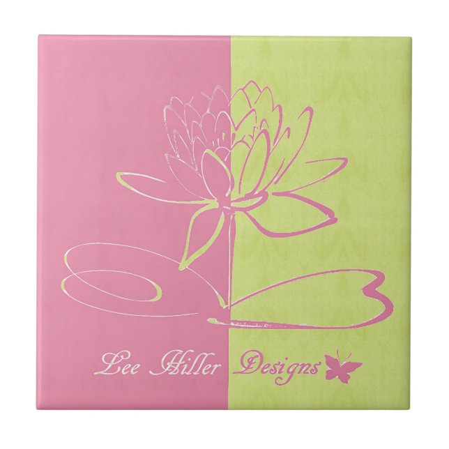 Lee Hiller Designs Logo Accents Pink Green  Tile (Front)