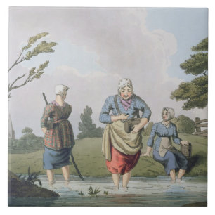 Leech Finders, from `Costume of Yorkshire' engrave Tile