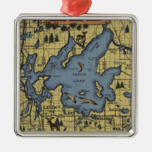Leech Lake Area, Minnesota - Large Letter Scenes Metal Tree Decoration