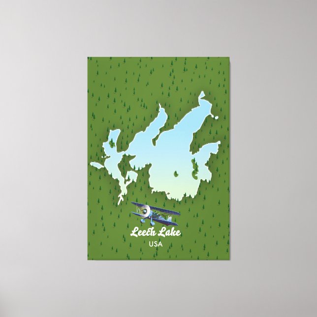 Leech lake Travel map Canvas Print (Front)