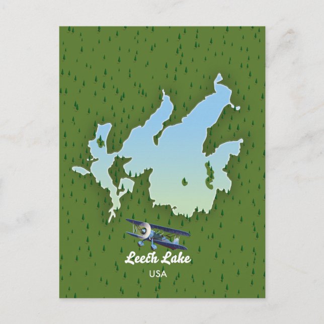 Leech lake Travel map Invitation Postcard (Front)