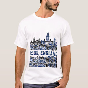 Leeds England Skyline With Crowded Urban Populatio T-Shirt