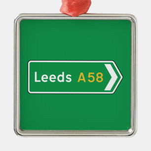 Leeds, UK Road Sign Metal Tree Decoration