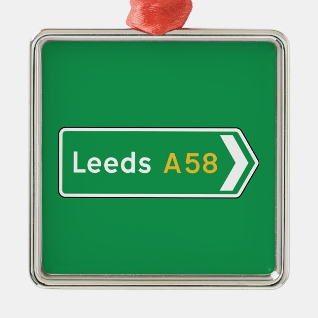 Leeds, UK Road Sign Metal Tree Decoration (Front)