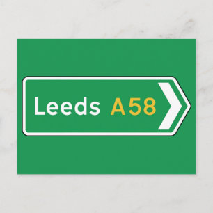 Leeds, UK Road Sign Postcard