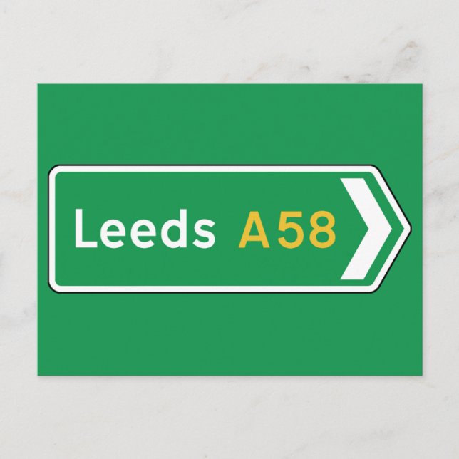 Leeds, UK Road Sign Postcard (Front)