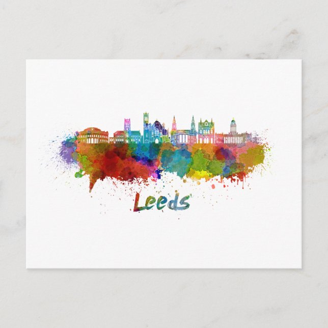 Leeds V2  skyline in watercolor Postcard (Front)