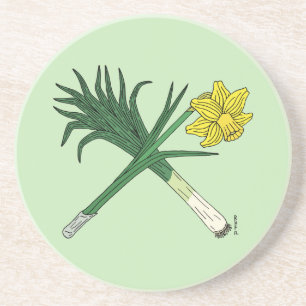 Leek and Daffodil Crossed Coaster