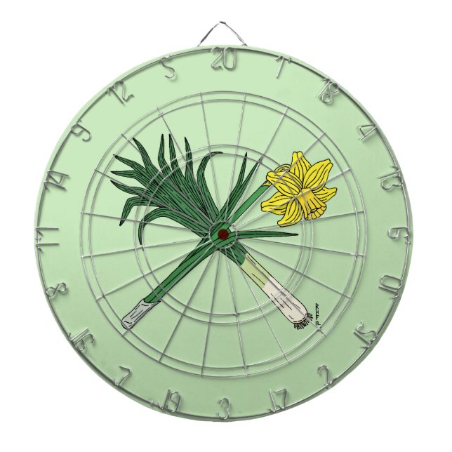 Leek and Daffodil Crossed Dartboard (Front)