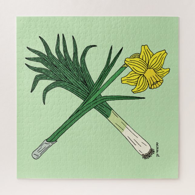 Leek and Daffodil Crossed Jigsaw Puzzle (Vertical)