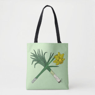 Leek and Daffodil Crossed Tote Bag