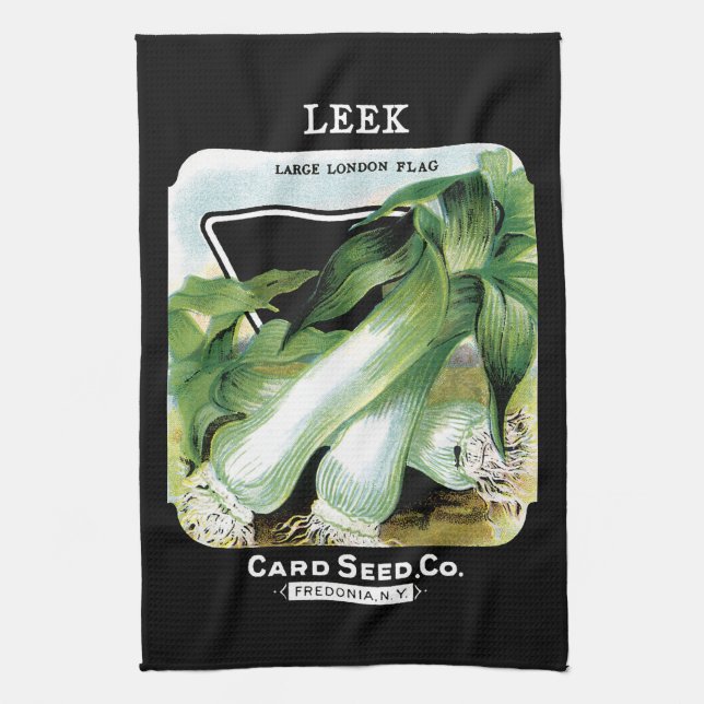 Leek Seed Packet Label Tea Towel (Vertical)