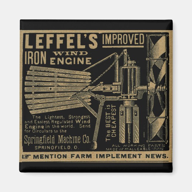 Leffel's Improved Iron Wind Engine Windmill 1885 Magnet (Front)