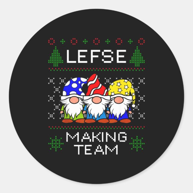 Lefse Making Team Ugly Christmas Sweater  Classic Round Sticker (Front)