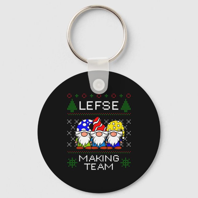 Lefse Making Team Ugly Christmas Sweater  Key Ring (Front)
