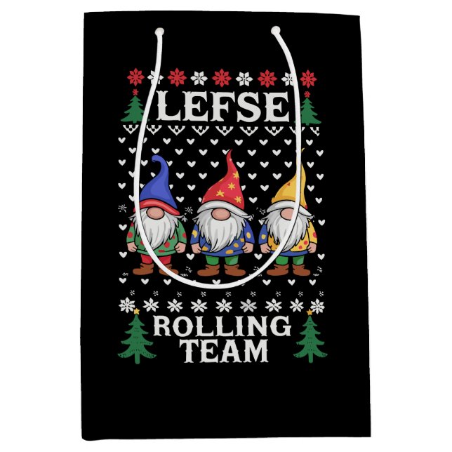 Lefse Rolling Team Christmas Baking Gnome Xmas  Medium Gift Bag (Front)