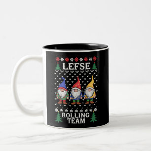 Lefse Rolling Team Christmas Baking Gnome Xmas  Two-Tone Coffee Mug