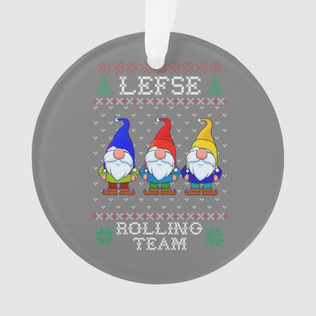 Lefse Rolling Team, Christmas Baking Tomte Gnome Ornament (Front)