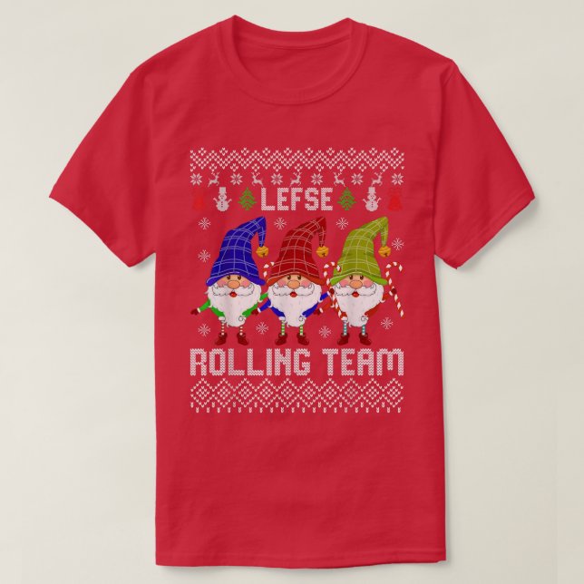 Lefse Rolling Team Christmas Baking Tomte Gnome Xm T-Shirt (Design Front)