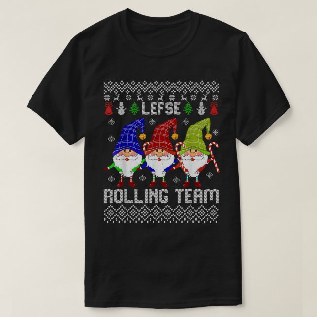 Lefse Rolling Team Funny Christmas Baking Tomte Gn T-Shirt (Design Front)