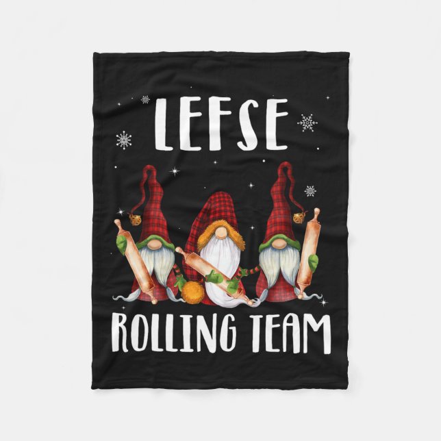 Lefse Rolling Team Gnomes Christmas Xmas Plaid Kid Fleece Blanket (Front)