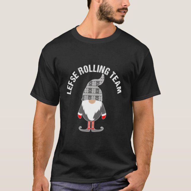 Lefse Rolling Tomte Gnome Scandinavian T-Shirt (Front)