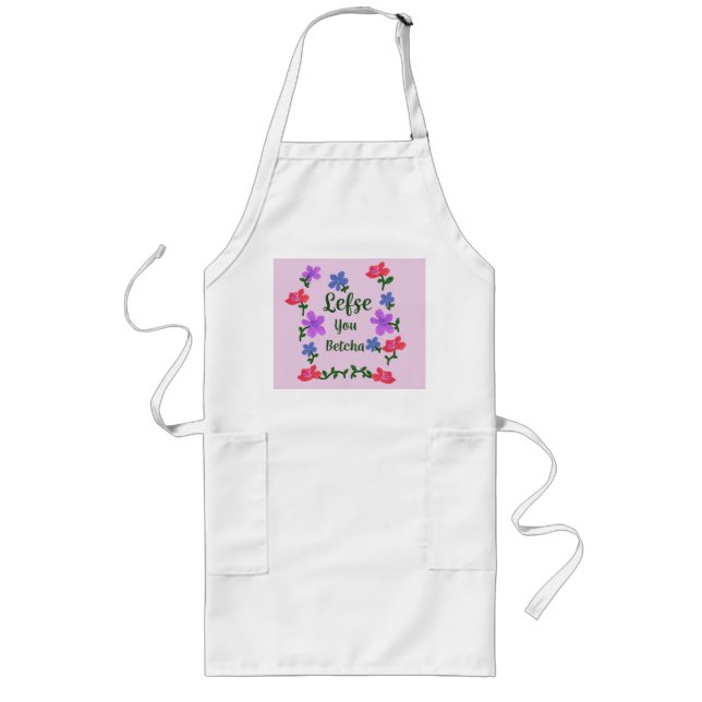 Lefse You Betcha Pink Red Blue Flowers Apron (Front)