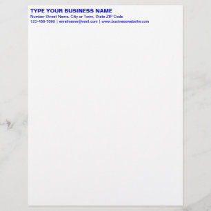 Left Aligned Blue Plain Texts Heading of Custom Letterhead