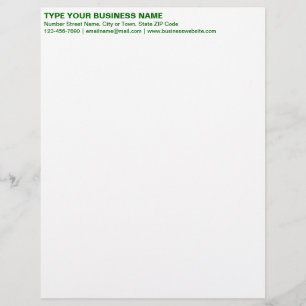 Left Aligned Green Plain Texts Heading of Custom Letterhead