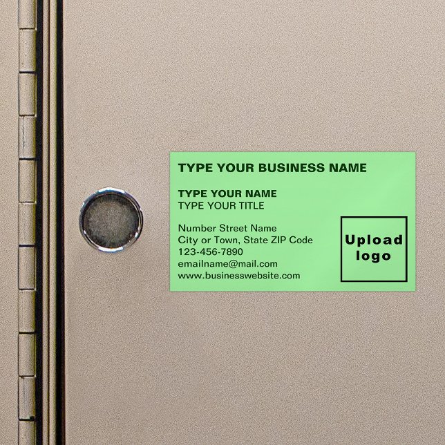 Left Aligned Light Green Magnetic Business Card (Light green magnetic business card in left aligned style)