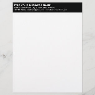 Left Aligned Plain Texts on Black Heading of Custom Letterhead